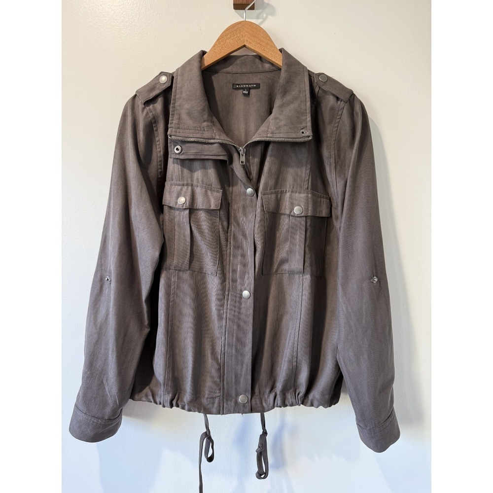 STACCATO Utility Jacket Mushroom Brown Lightweight Rayon Blend Size L Outdoor